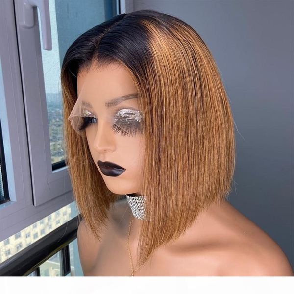 150% short straight bob wigs t1b 27 ombre colored lace front human hair wigs for women 13x4 plucked remy brazilian black root, Black;brown
150% short straight bob wigs t1b 27 ombre colored lace front human hair wigs for women 13x4 plucked remy brazilian black root, Black;brown
