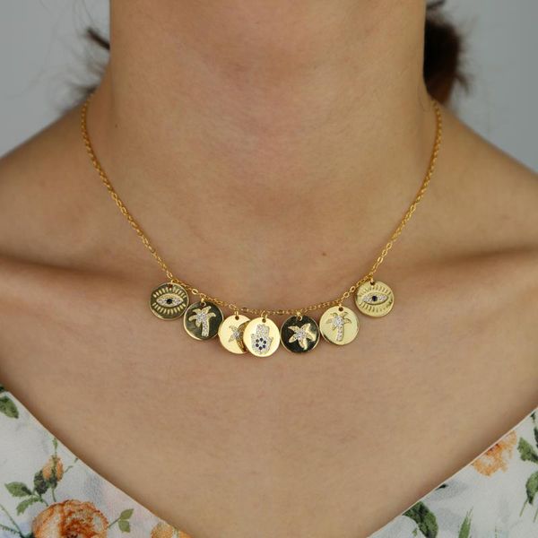 chains multi coin collar eye hand sea star palm tree charm pendant choker necklace women statement jewelry accessories, Silver
chains multi coin collar eye hand sea star palm tree charm pendant choker necklace women statement jewelry accessories, Silver