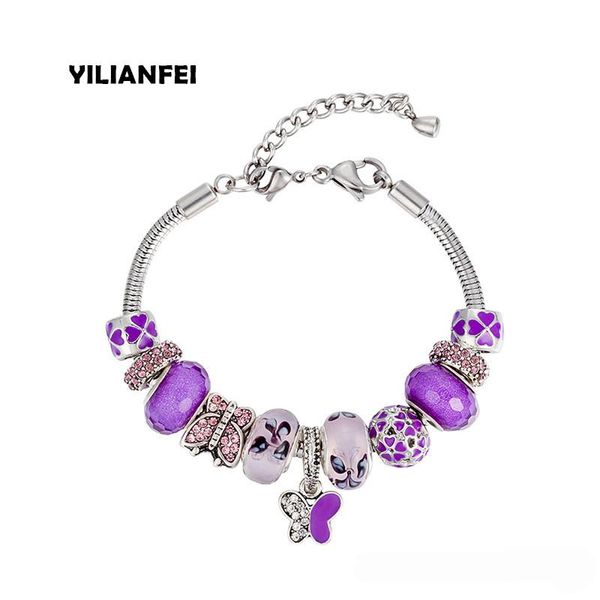 charm bracelets yilianfei silver plated butterfly pendant fashion & bangles with diy violet chamilia beads for women bt0191, Golden;silver
charm bracelets yilianfei silver plated butterfly pendant fashion & bangles with diy violet chamilia beads for women bt0191, Golden;silver