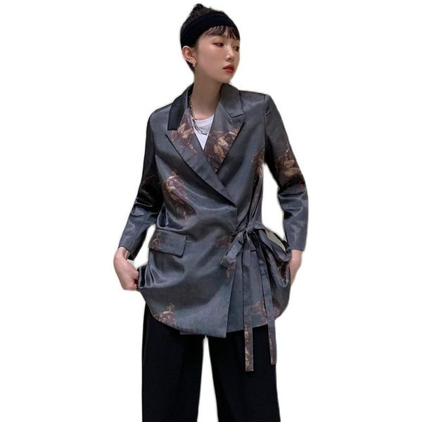 superaen oil painting prints old dirty dyed loose notched suit blazer women, White;black
superaen oil painting prints old dirty dyed loose notched suit blazer women, White;black