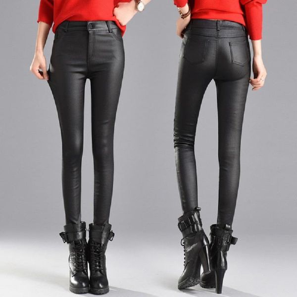 women's pu leather pant 2020 autumn winter multi color stretch high waist plus velvet slim skinny pants woman leggings, Black;white
women's pu leather pant 2020 autumn winter multi color stretch high waist plus velvet slim skinny pants woman leggings, Black;white