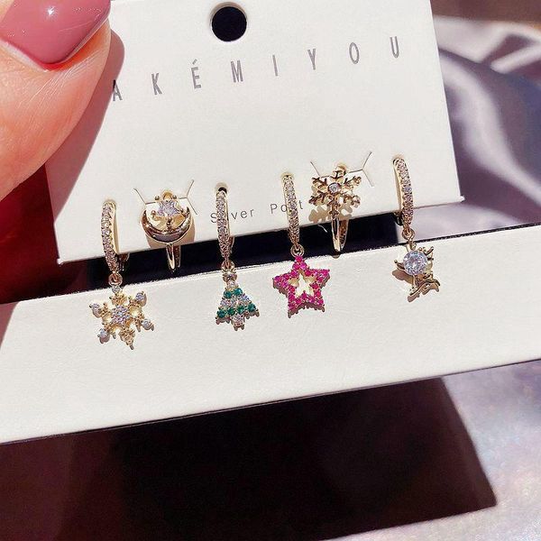migga 6pcs cubic zirconia snowflake deer star dangle earrings set for women gold color christmas jewelry, Silver
migga 6pcs cubic zirconia snowflake deer star dangle earrings set for women gold color christmas jewelry, Silver