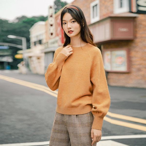 women's sweaters inman winter 2021 retro style lantern loose shape round collar solid color pullover knitwear women sweater, White;black
women's sweaters inman winter 2021 retro style lantern loose shape round collar solid color pullover knitwear women sweater, White;black