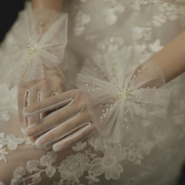 five fingers gloves female summer yarn transparent thin short full finger anti-uv sunscreen driving lace bow pearl dress mittens l811, Blue;gray
five fingers gloves female summer yarn transparent thin short full finger anti-uv sunscreen driving lace bow pearl dress mittens l811, Blue;gray