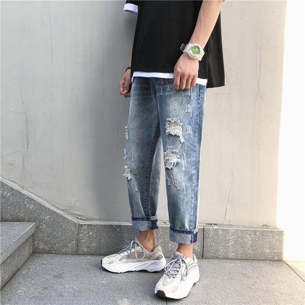 spring and summer 2020 fashion casual denim men's ripped jeans korean brand loose old retro ankle length pants1, Blue
spring and summer 2020 fashion casual denim men's ripped jeans korean brand loose old retro ankle length pants1, Blue