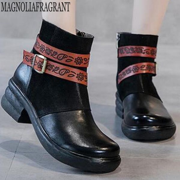 boots fashion literary style belt buckle ankle flats genuine leather woman shoes handmade soft bottom booties y261, Black
boots fashion literary style belt buckle ankle flats genuine leather woman shoes handmade soft bottom booties y261, Black