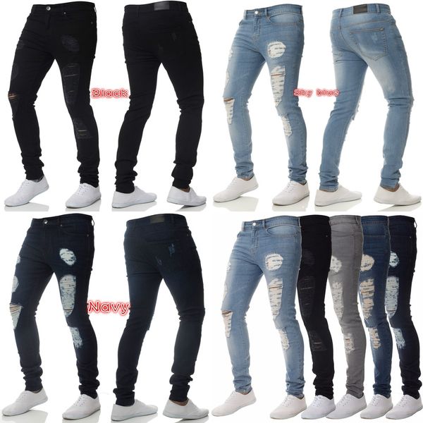 men jeans ripped hole slim fit casual mens steet wear distressed pencil pants black light blue denim trousers full length pant q0105, Black;white
men jeans ripped hole slim fit casual mens steet wear distressed pencil pants black light blue denim trousers full length pant q0105, Black;white