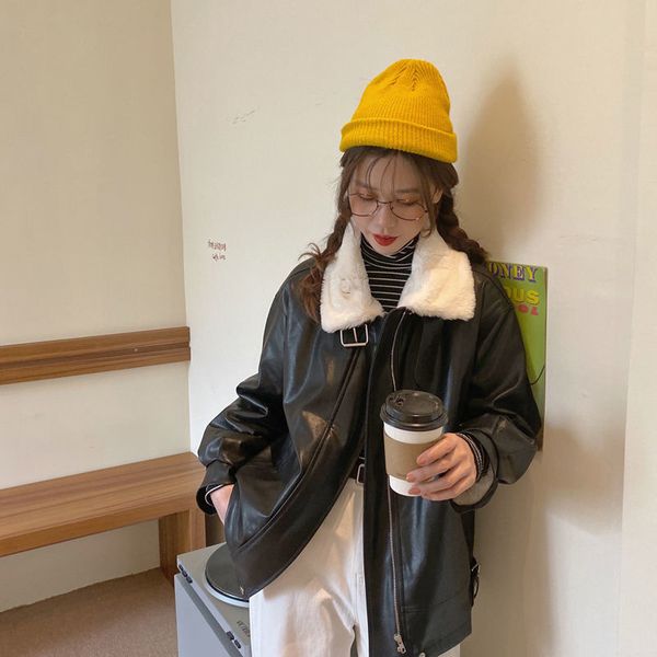 2021 new korean high street long sleeve fur coat women black plush leather moto winter outerwear female warm pu jacket xizc
2021 new korean high street long sleeve fur coat women black plush leather moto winter outerwear female warm pu jacket xizc