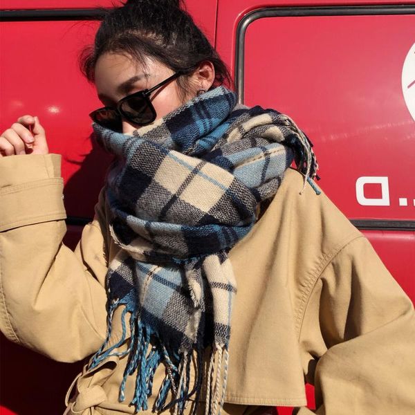scarves autumn and winter small fresh plaid enlarged long scarf korean student warm bib shawl, Blue;gray
scarves autumn and winter small fresh plaid enlarged long scarf korean student warm bib shawl, Blue;gray