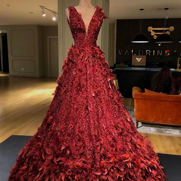 luxury red feather prom dresses v neck sleeveless sequins appliques formal evening dress a line party robes gowns, Black
luxury red feather prom dresses v neck sleeveless sequins appliques formal evening dress a line party robes gowns, Black