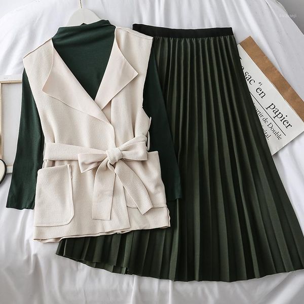 mooirue autumn vintage women 3 piece outfits turtleneck t-shirt+vest with sashes+high waist pleated skirt casual streetwear set1, White
mooirue autumn vintage women 3 piece outfits turtleneck t-shirt+vest with sashes+high waist pleated skirt casual streetwear set1, White