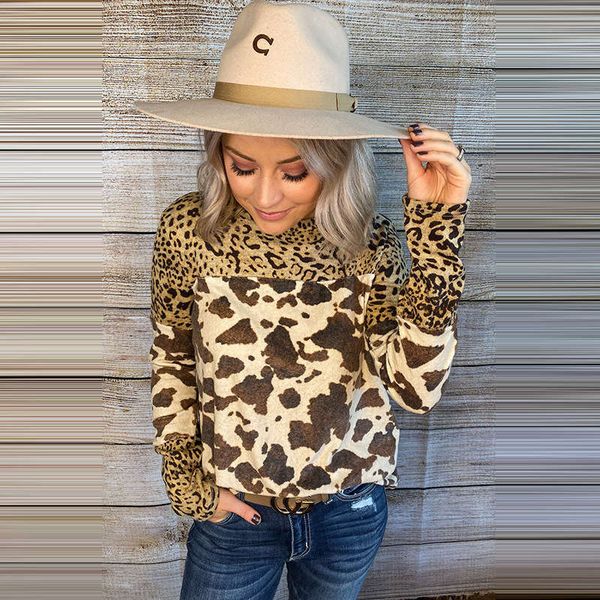 shiying long sleeve t-shirt for women leopard stitching fashion street style round neck women's 2521254, Black;gray
shiying long sleeve t-shirt for women leopard stitching fashion street style round neck women's 2521254, Black;gray