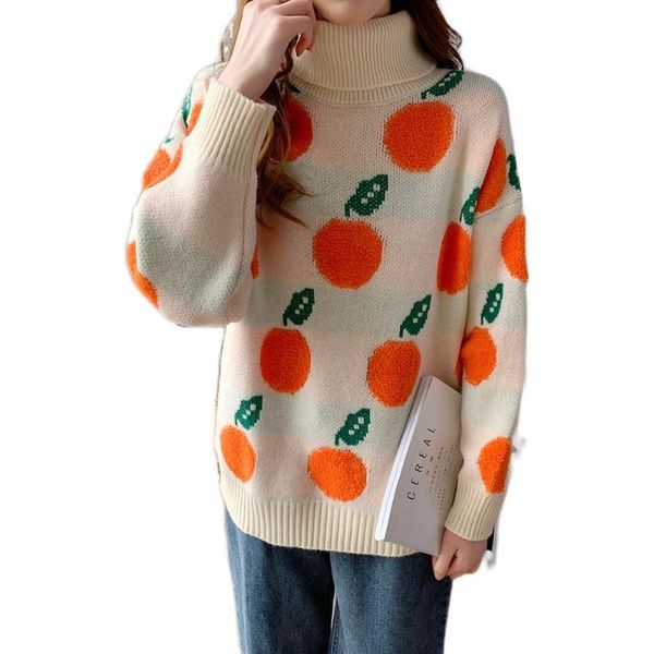 cherry pattern knitted sweaters women 2021 fall winter pullover turtleneck knitted jumpers female oversize sweater knitwear, White;black
cherry pattern knitted sweaters women 2021 fall winter pullover turtleneck knitted jumpers female oversize sweater knitwear, White;black