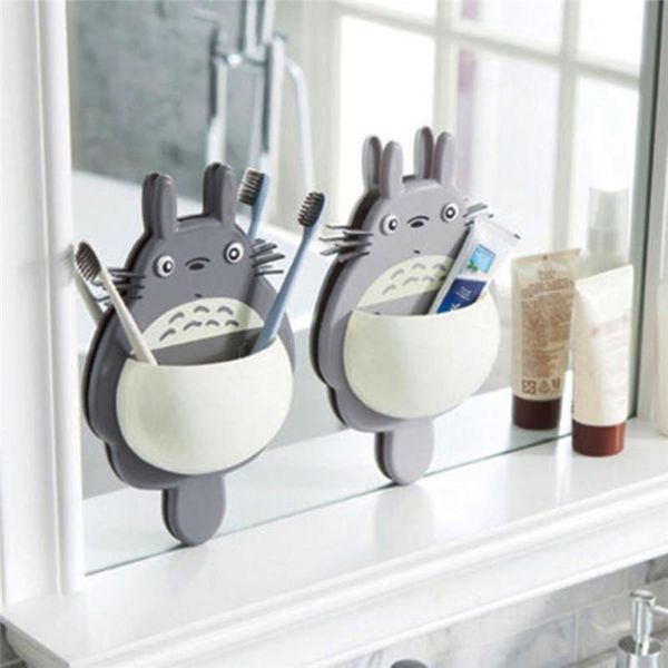 

bath accessory set 1pcs toothbrush wall mount holder cute totoro sucker suction bathroom organizer family tools accessories drop