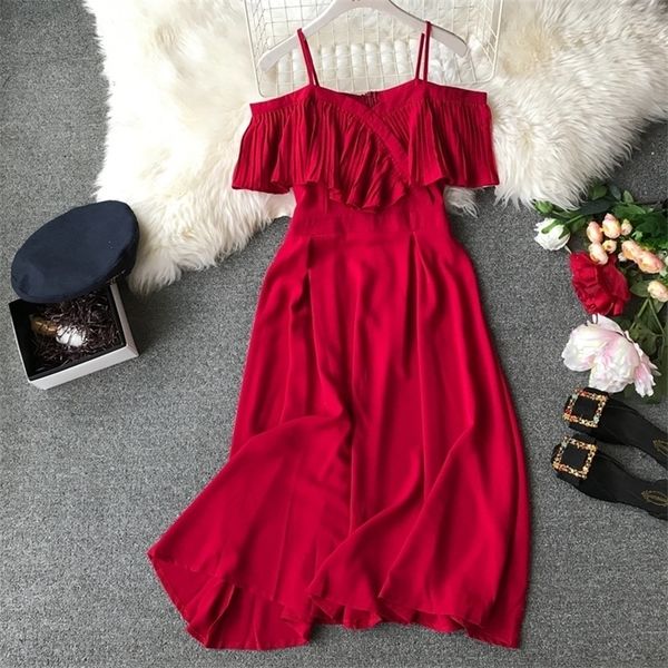 2019 new women chiffon pleated off-shoulders sling spaghetti strap long dress ladies ruffles empire drapped swing slip dress t200526, Black;gray
2019 new women chiffon pleated off-shoulders sling spaghetti strap long dress ladies ruffles empire drapped swing slip dress t200526, Black;gray