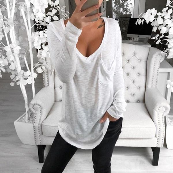 t shirt women long sleeve women tshirt v-neck long-sleeved t shirt casual loose cotton pullover top, White
t shirt women long sleeve women tshirt v-neck long-sleeved t shirt casual loose cotton pullover top, White