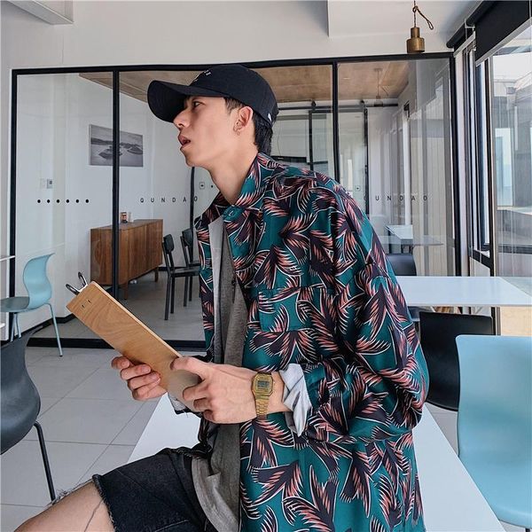 men gothic rap hip hop leaf print loose blouse oversized shirt streetwear fashion blusa korean harajuku, White;black
men gothic rap hip hop leaf print loose blouse oversized shirt streetwear fashion blusa korean harajuku, White;black