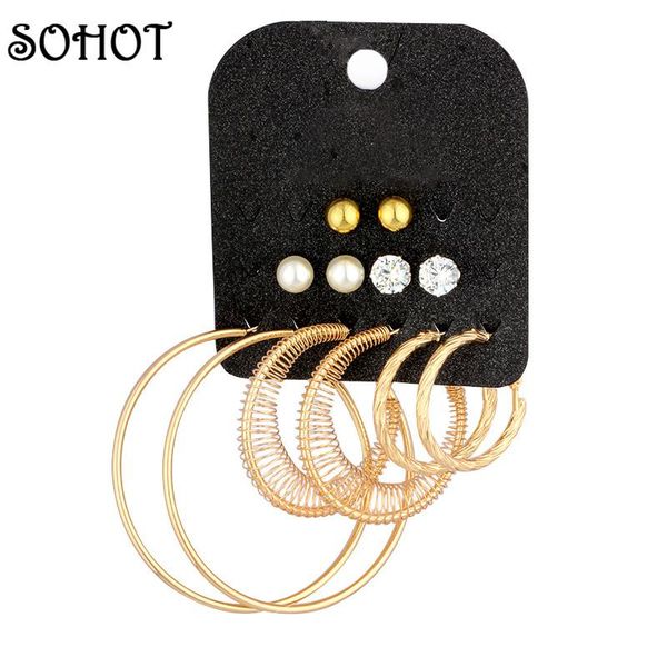 hoop & huggie so trendy chic 6pairs/set big round earrings cubic zirconia simulated pearl nickel balls women birthday party gifts, Golden;silver
hoop & huggie so trendy chic 6pairs/set big round earrings cubic zirconia simulated pearl nickel balls women birthday party gifts, Golden;silver