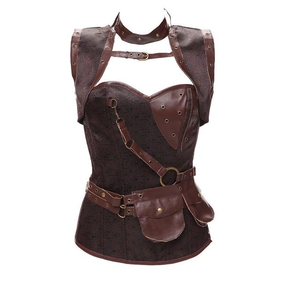 bustiers & corsets steel boned steampunk corset jacket bag belt zipper plus size gothic vintage brocade grey/brown s-6xl, Black;white
bustiers & corsets steel boned steampunk corset jacket bag belt zipper plus size gothic vintage brocade grey/brown s-6xl, Black;white
