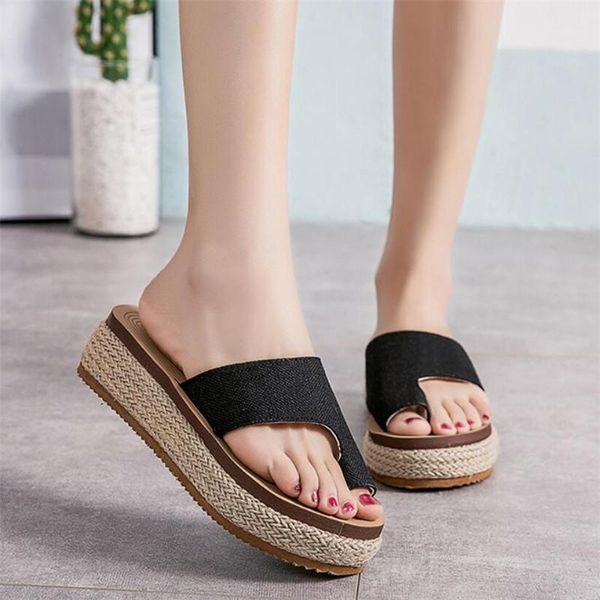 women rope flip-flops sandals wedge platform female comfortable casual sandals 2020 summer women outside shoes plus size 431, Black
women rope flip-flops sandals wedge platform female comfortable casual sandals 2020 summer women outside shoes plus size 431, Black