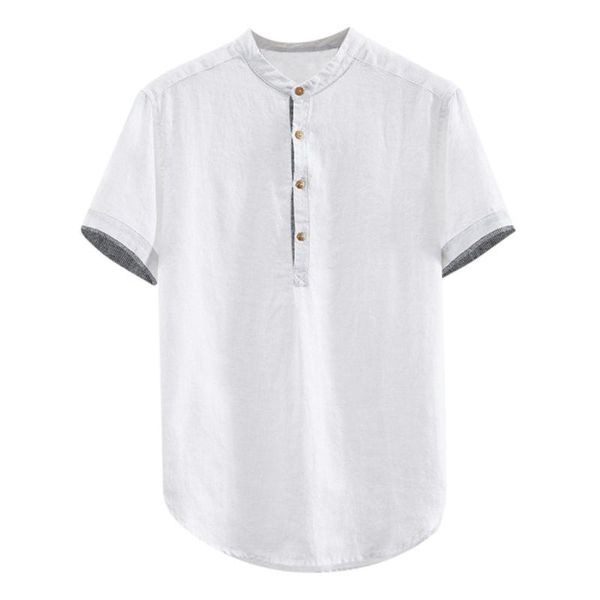 plus size casual men shirt summer 2020 cotton linen short sleeve streetwear men fashions shirts dress moda masculina 2020, White;black