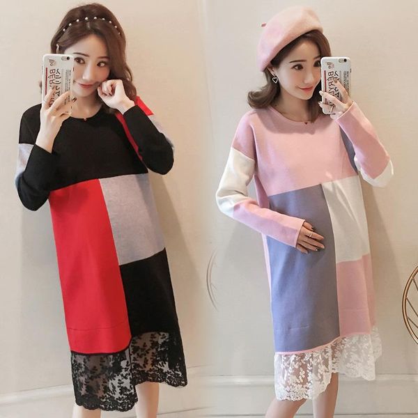 maternity dresses pregnant woman winter long sleeve loose lace hem dress block color patchwork knitted basic sweet straight, White
maternity dresses pregnant woman winter long sleeve loose lace hem dress block color patchwork knitted basic sweet straight, White