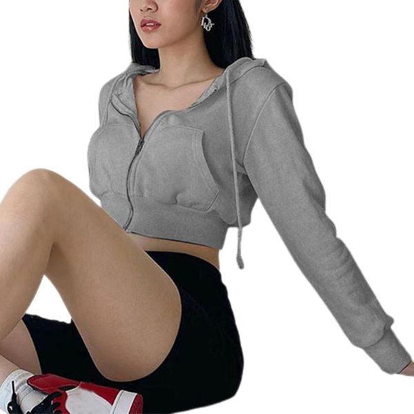 women fashion sport casual short hooded sweatshirt long sleeve solid slim fit hoodies streetwear crop, Black
women fashion sport casual short hooded sweatshirt long sleeve solid slim fit hoodies streetwear crop, Black