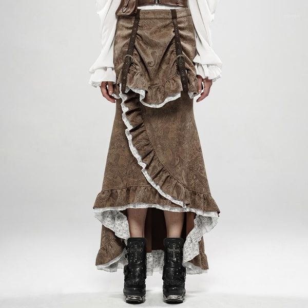 punk rave women's steampunk gorgeous noble fishtail skirt classic leaf edge gothic high low pleated long skirt1, Black 
punk rave women's steampunk gorgeous noble fishtail skirt classic leaf edge gothic high low pleated long skirt1, Black