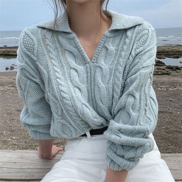 alien kitty retro women sweater pullovers knitted casual solid autumn turn-down collar feminine loose all match soft sweet q1217, White;black
alien kitty retro women sweater pullovers knitted casual solid autumn turn-down collar feminine loose all match soft sweet q1217, White;black
