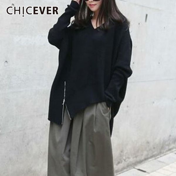chicever autumn winter knitted sweater female v neck batwing sleeve loose irregular hem women's sweaters korean fashion new lj201112, White;black
chicever autumn winter knitted sweater female v neck batwing sleeve loose irregular hem women's sweaters korean fashion new lj201112, White;black