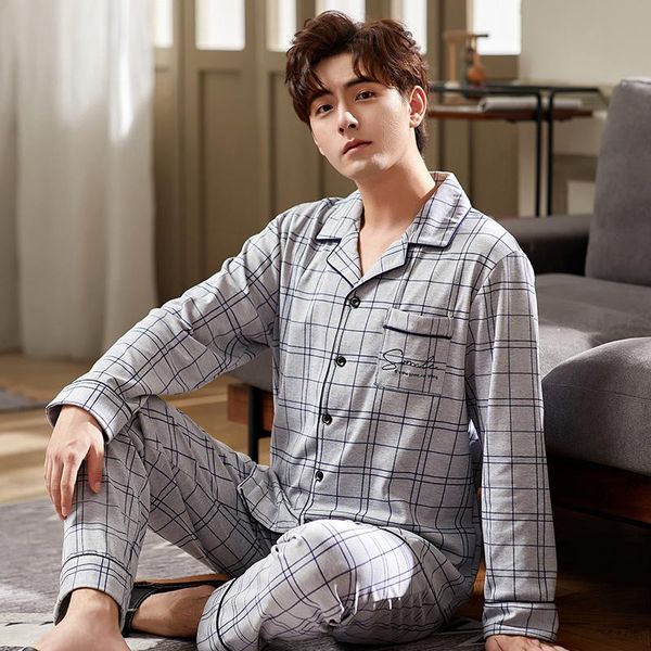 men's sleepwear pajamas set for men 100 cotton plaid male home suit clothing comfortable pyjamas homme wear man gift lounge, Black;brown
men's sleepwear pajamas set for men 100 cotton plaid male home suit clothing comfortable pyjamas homme wear man gift lounge, Black;brown