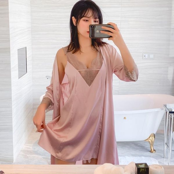 women's sleepwear pink kimono robe set satin 2pcs bathrobe gown female spring summer homewear intimate lingerie casual nightwear1, Black;red
women's sleepwear pink kimono robe set satin 2pcs bathrobe gown female spring summer homewear intimate lingerie casual nightwear1, Black;red