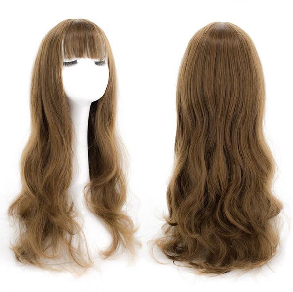net red hair female long curly hair big waves thin air bangs hairstyle realistic hair cover full set of headdress wholesale, Black
net red hair female long curly hair big waves thin air bangs hairstyle realistic hair cover full set of headdress wholesale, Black