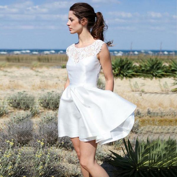 summer wedding dress 2021 short a line bride gowns scoop neck lace backless vestidos de fiesta formal dresses, White
summer wedding dress 2021 short a line bride gowns scoop neck lace backless vestidos de fiesta formal dresses, White