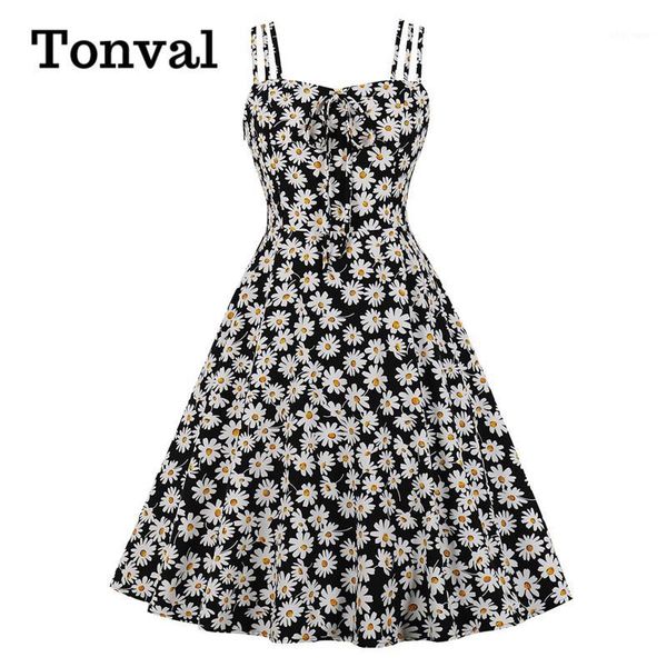 tonval bow front cute daisy floral print women spaghetti strap summer vacation casual vintage swing dress plus size1, Black;gray
tonval bow front cute daisy floral print women spaghetti strap summer vacation casual vintage swing dress plus size1, Black;gray