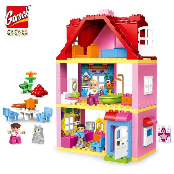 gorock 78 pcs large size pink villa girls big building blocks set kids compatible with duploe diy bricks model toys for children q1126
gorock 78 pcs large size pink villa girls big building blocks set kids compatible with duploe diy bricks model toys for children q1126