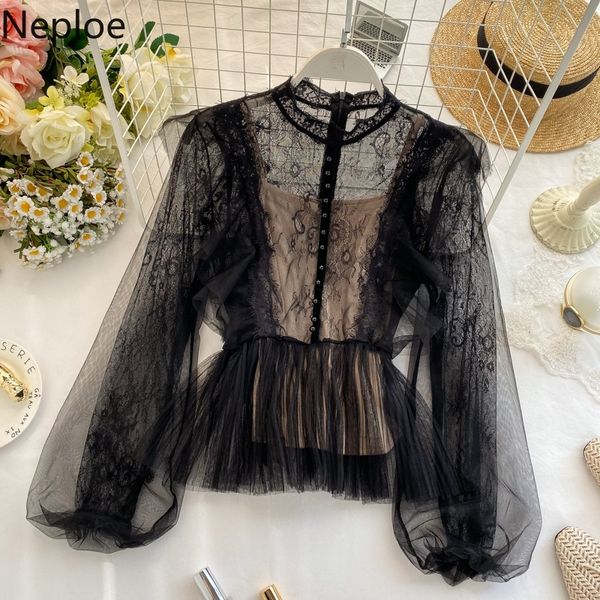 neploe chic lace patchwork ruffles blouse perspective single breasted blusas o neck puff long sleeve shirt party fall 48158 201201, White
neploe chic lace patchwork ruffles blouse perspective single breasted blusas o neck puff long sleeve shirt party fall 48158 201201, White