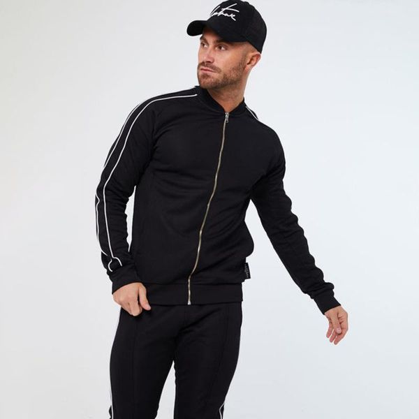 mens stripe sports sets fashion trend long sleeve zipper jacket sweatpants suits man spring slim casual fitness running tracksuits clothing, Gray
mens stripe sports sets fashion trend long sleeve zipper jacket sweatpants suits man spring slim casual fitness running tracksuits clothing, Gray