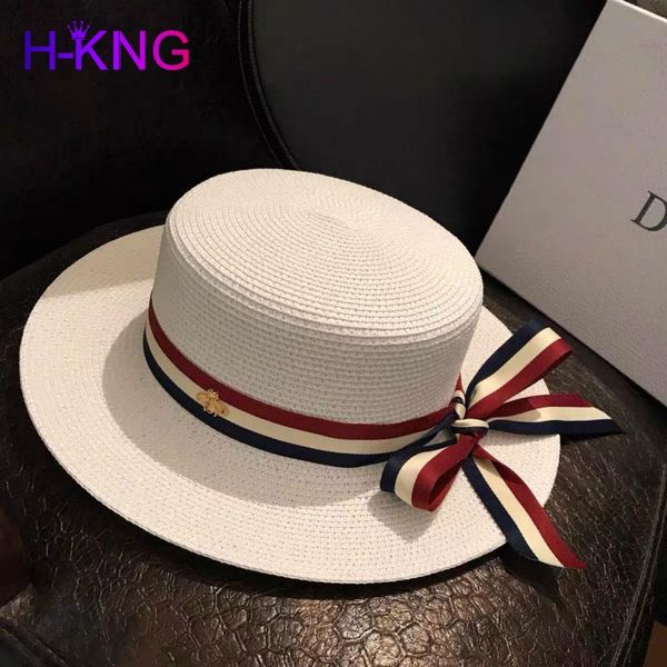 spring japanese style bee stripe bow hat women's sun hat light luxury leisure shopping straw panama women's 2021, Blue;gray
spring japanese style bee stripe bow hat women's sun hat light luxury leisure shopping straw panama women's 2021, Blue;gray