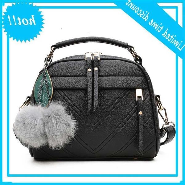 new korean leisure hair ball pendant women's single shoulder handbag slant span bag