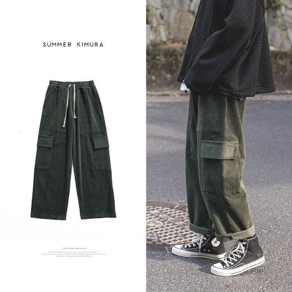 autumn corduroy pants men's fashion retro cotton casual cargo pants men streetwear loose hip-hop straight wide-leg mens, Black
autumn corduroy pants men's fashion retro cotton casual cargo pants men streetwear loose hip-hop straight wide-leg mens, Black