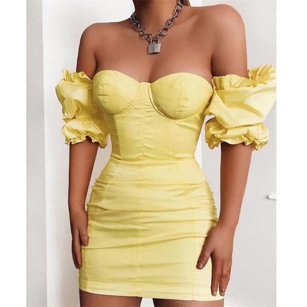 casual dresses yellow strapless women dress bodycon short puff sleeve ruffles party vestidos 2021 summer clubwear mini, Black;gray
casual dresses yellow strapless women dress bodycon short puff sleeve ruffles party vestidos 2021 summer clubwear mini, Black;gray