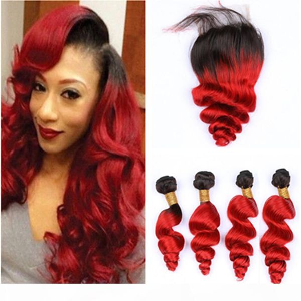#1b red ombre peruvian virgin hair weaves with closure bright red ombre loose wave 4 bundles dark root hair extensions with lace closure, Black;brown
#1b red ombre peruvian virgin hair weaves with closure bright red ombre loose wave 4 bundles dark root hair extensions with lace closure, Black;brown