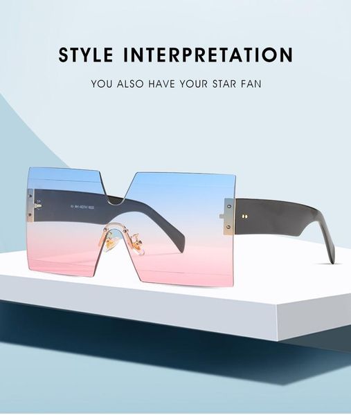 sunglasses fashion oversized square rimless colorful one-piece big frame glasses spectacles female travel gafa de sol, White;black
sunglasses fashion oversized square rimless colorful one-piece big frame glasses spectacles female travel gafa de sol, White;black
