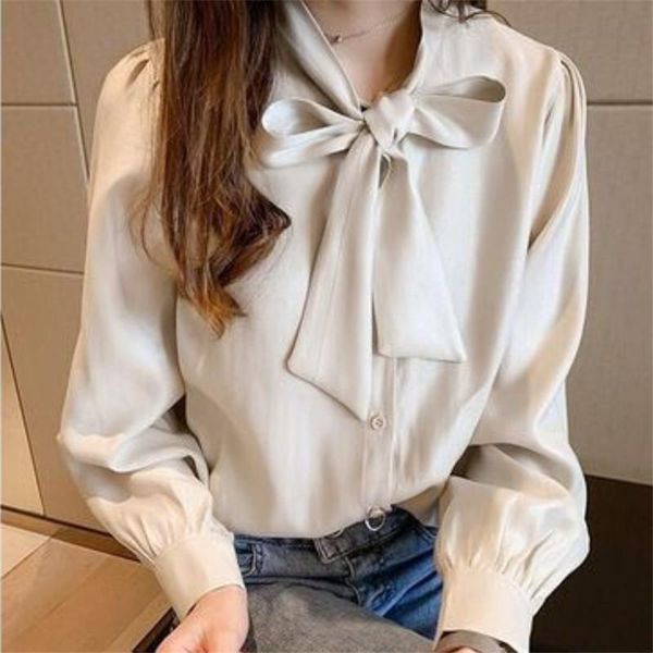 elegant bow satin blouse long sleeve shirt women autumn 2021 korean fashion button up ladies office white shirt vrouwen blouses
elegant bow satin blouse long sleeve shirt women autumn 2021 korean fashion button up ladies office white shirt vrouwen blouses