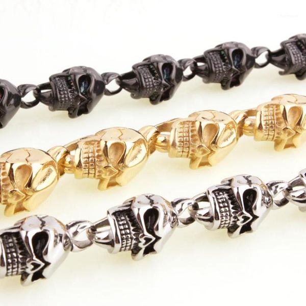 granny chic punk gold/black skull link bracelets hand chain casting 316l stainless steel mens jewellery1
granny chic punk gold/black skull link bracelets hand chain casting 316l stainless steel mens jewellery1