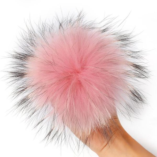 beanie/skull caps real nature raccoon fur pompon keychain with button soft ball pompoms hanging car bag hat glove key holder pom poms, Blue;gray
