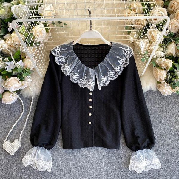 sweet lace, ruffled collar, western style, puff sleeves, self-cultivation, all-match korean women's , autumn new women uk1331, White
sweet lace, ruffled collar, western style, puff sleeves, self-cultivation, all-match korean women's , autumn new women uk1331, White