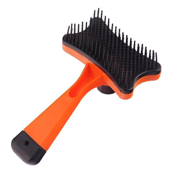 

self cleaning slicker brush for dogs cats, pet grooming comb tool, removes undercoat, shedding mats, tangled hair, dander, dirt, improves