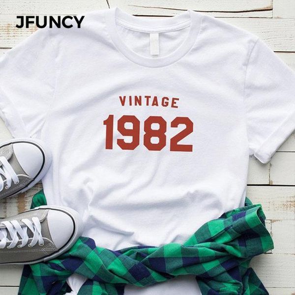 women's t-shirt jfuncy women vintage 1982 letter print short sleeve tshirt basic tee for birthday gifts female loose plus size1, White
women's t-shirt jfuncy women vintage 1982 letter print short sleeve tshirt basic tee for birthday gifts female loose plus size1, White
